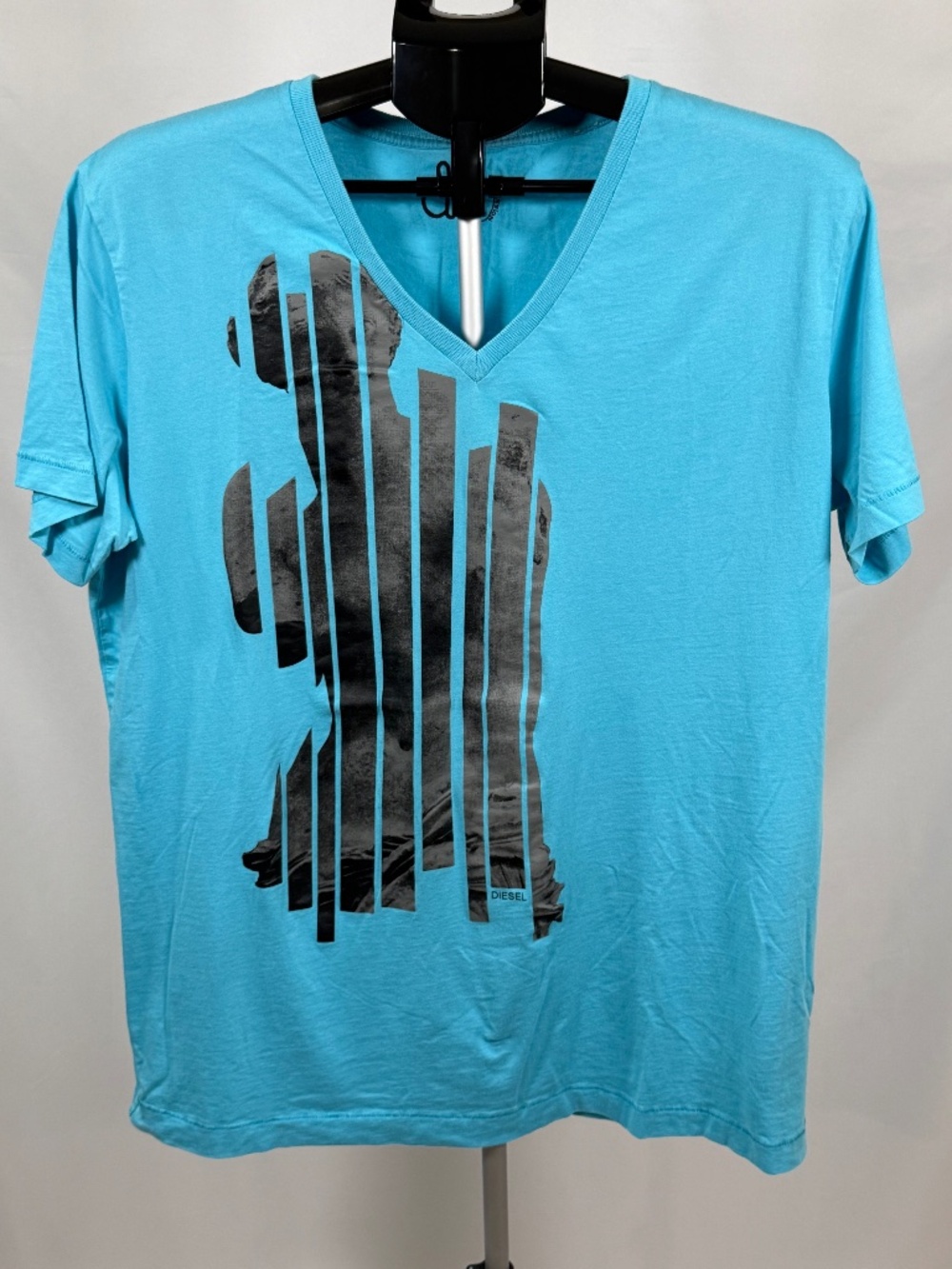 Vintage Diesel Passion DP Y2K Turquoise V Neck Art Graphic Tee